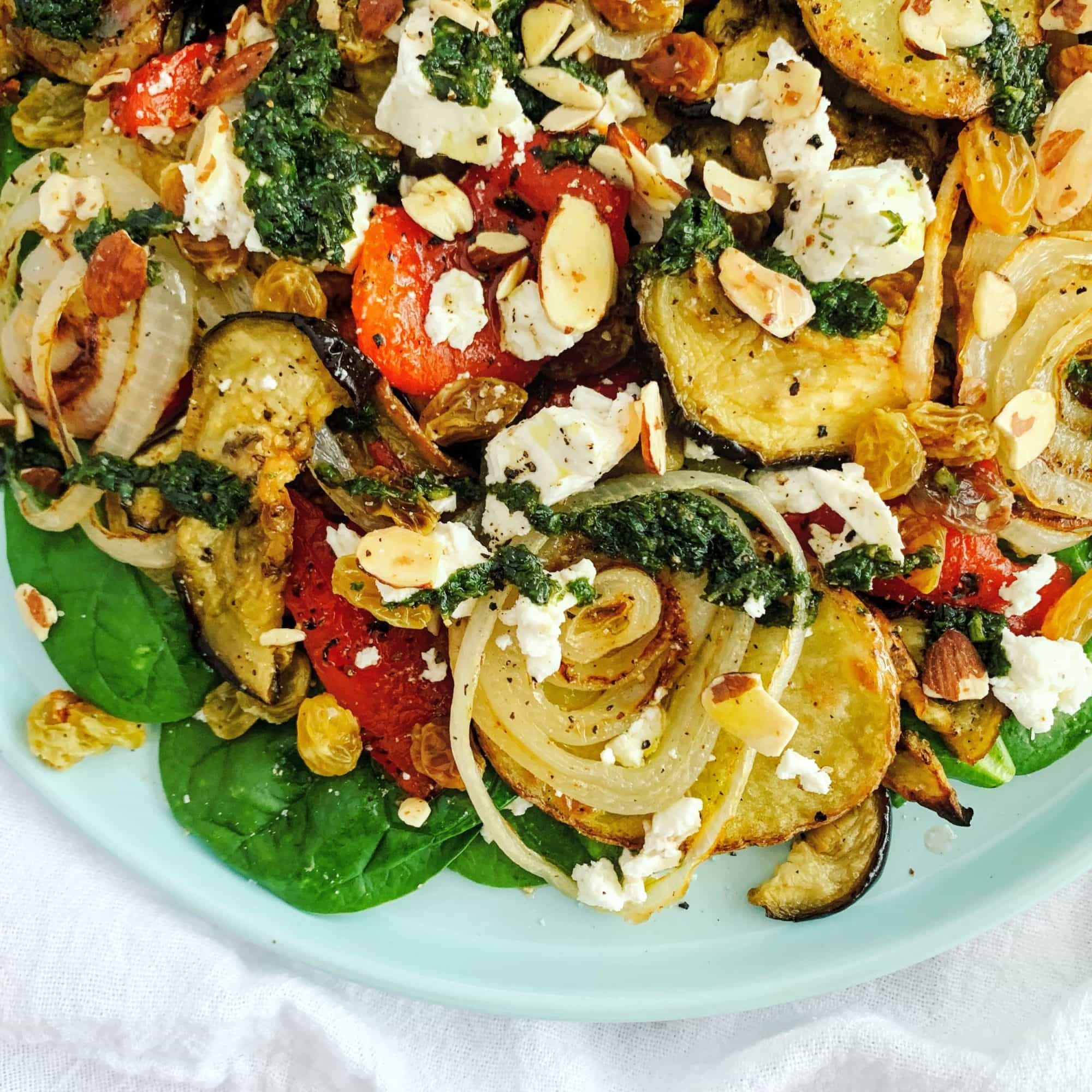Warm Roasted Veggie Salad with Basil Oil Quisine Queen B