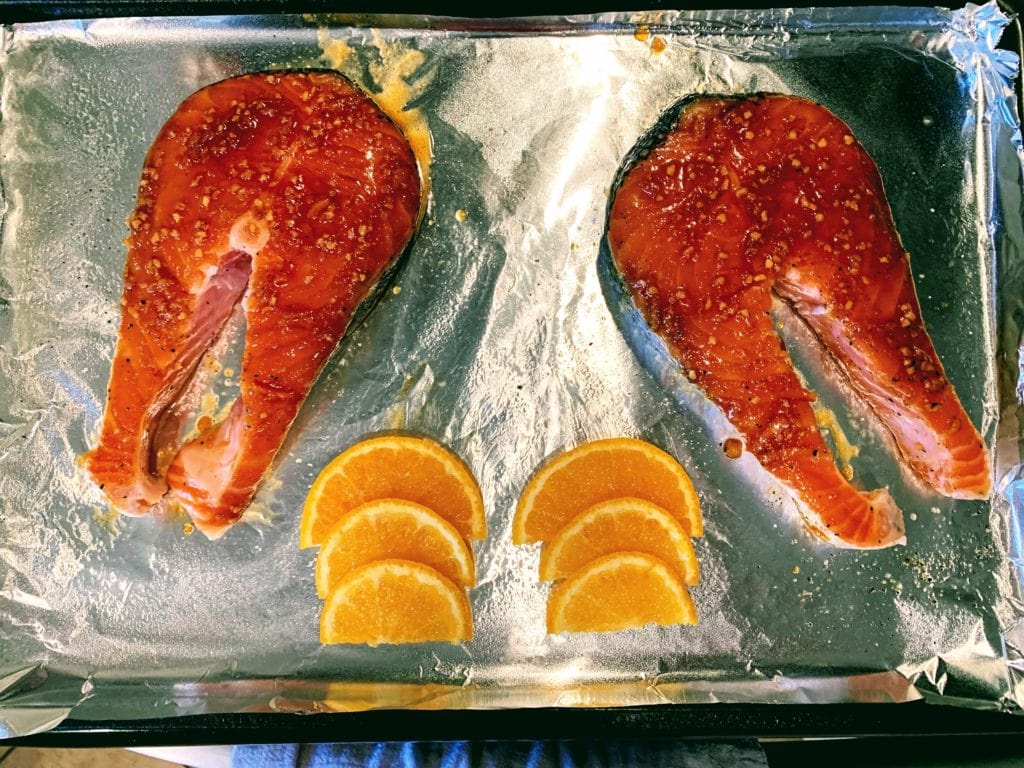 Orange Ginger Salmon_add glaze_arrange oranges